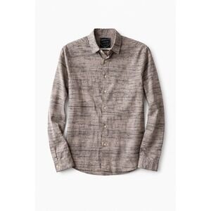 Brooklyn Calling NYC Mens Small Abstract Print Cotton Button Down Shirt Grey Tan